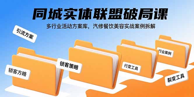 同城實(shí)體聯(lián)盟破局課，多行業(yè)活動(dòng)方案庫，汽修餐飲美容實(shí)戰(zhàn)案例拆解 - 嚴(yán)選資源大全