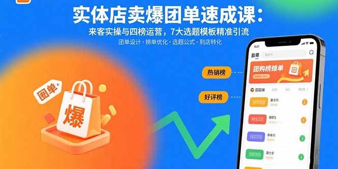實體店賣爆團單速成課：來客實操與四榜運營，7大選題模板精準引流 - 嚴選資源大全