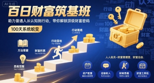 百日財富筑基班，助力普通人從認知到行動，帶你解鎖頂級財富密碼 - 嚴選資源大全