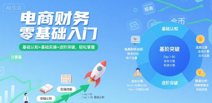 電商財務(wù)零基礎(chǔ)入門,基礎(chǔ)認(rèn)知+基礎(chǔ)實操+進(jìn)階突破,輕松掌握 - 嚴(yán)選資源大全
