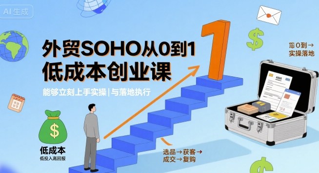 外貿SOHO從0到1低成本創業課，能夠立刻上手實操與落地執行 - 嚴選資源大全