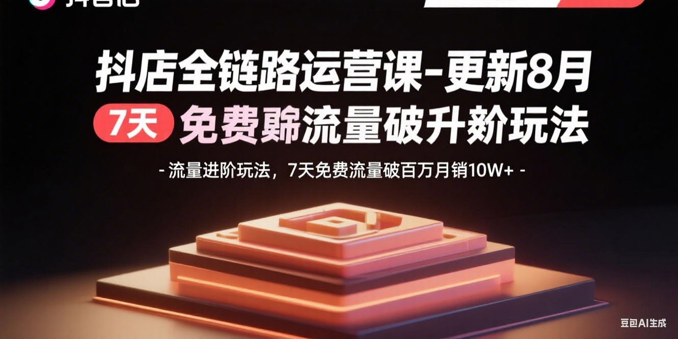 抖店全鏈路運(yùn)營課-更新8月:流量進(jìn)階玩法,7天免費(fèi)流量破百萬月銷10W+ - 嚴(yán)選資源大全