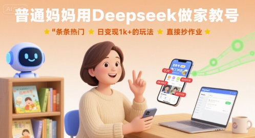 普通媽媽用Deepseek做家教號(hào)，條條熱門(mén)，日變現(xiàn)1k+的玩法，直接抄作業(yè) - 嚴(yán)選資源大全