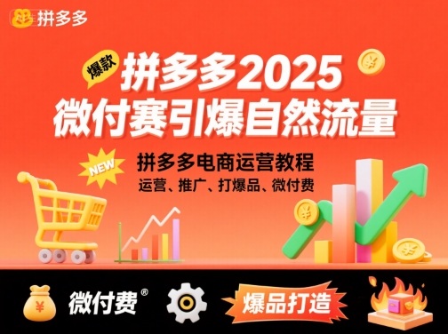 拼多多2025微付賽引爆自然流量，拼多多電商運營教程，運營、推廣、打爆品、微付費 - 嚴選資源大全