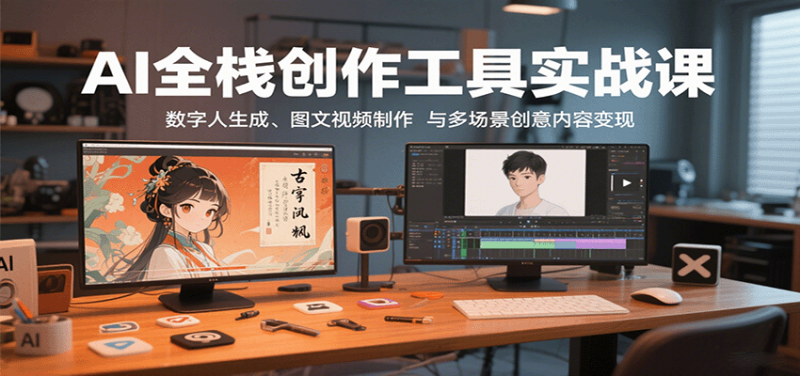 AI全棧創作工具實戰課:數字人生成、圖文視頻制作與多場景創意內容變現 - 嚴選資源大全 - 嚴選資源大全