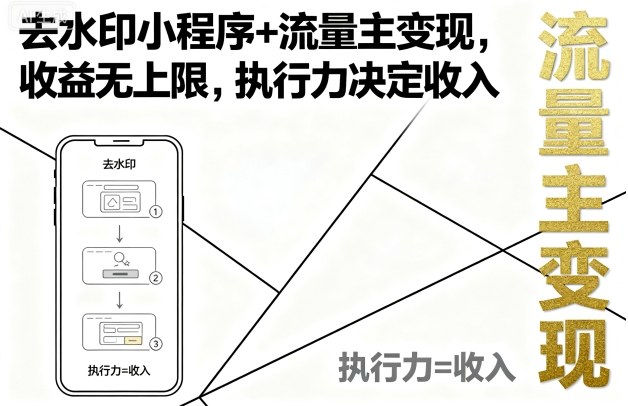 去水印小程序+流量主變現(xiàn)，收益無上限，執(zhí)行力決定收入 - 嚴選資源大全