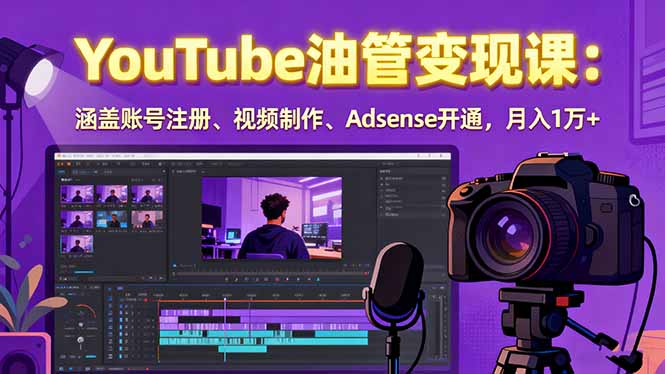 2025YouTube油管變現課：涵蓋賬號注冊、視頻制作、Adsense開通，月入1萬+ - 嚴選資源大全