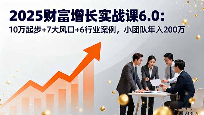 2025財富增長實戰課6.0：10萬起步+7大風口+6行業案例，小團隊年入200萬 - 嚴選資源大全