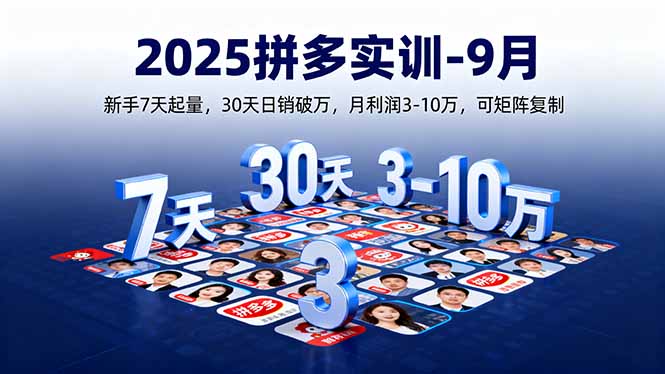 2025拼多多實訓-9月：新手7天起量,30天日銷破萬,月利潤3-10萬,可矩陣復制 - 嚴選資源大全