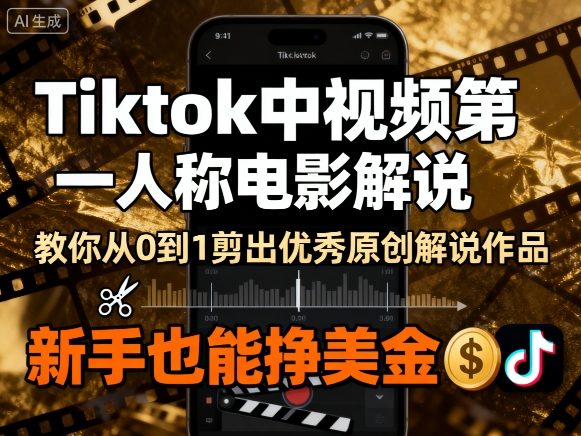 Tiktok中視頻第一人稱電影解說,教你從0到1剪出一個優秀的原創解說作品,新手也能掙美金 - 嚴選資源大全