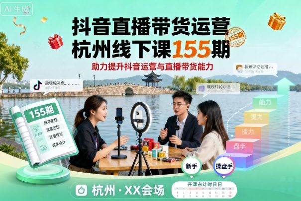 抖音直播帶貨運營杭州線下課155期,助力提升抖音運營與直播帶貨能力 - 嚴選資源大全