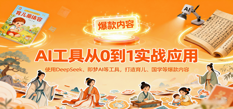 AI工具實戰應用,零基礎使用DeepSeek、即夢AI等打造育兒、國學等可變現的爆款作品 - 嚴選資源大全 - 嚴選資源大全