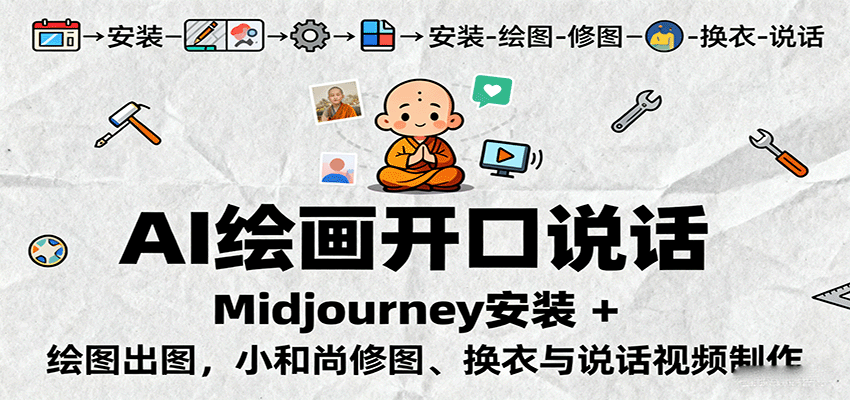 AI繪畫開口說話,Midjourney安裝 + 繪圖出圖,小和尚修圖、換衣與說話視頻制作 - 嚴選資源大全