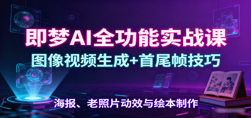 即夢AI全功能實戰課:圖像視頻生成+首尾幀技巧,海報、老照片動效與繪本制作 - 嚴選資源大全