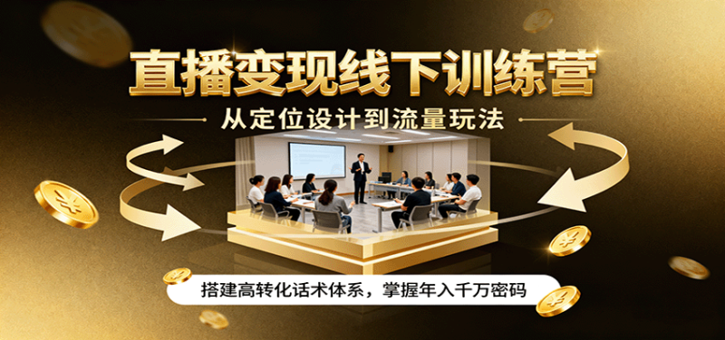 直播變現線下訓練營，從定位設計到流量玩法，搭建高轉化話術體系，掌握年入千萬密碼 - 嚴選資源大全 - 嚴選資源大全