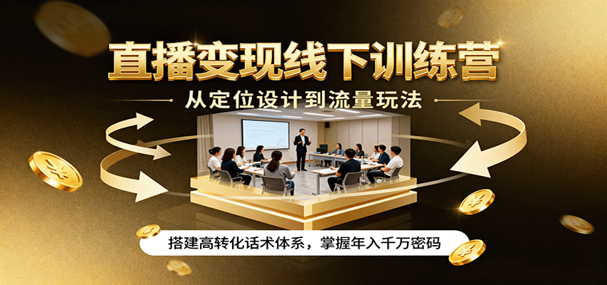 直播變現線下訓練營，從定位設計到流量玩法，搭建高轉化話術體系，掌握年入千萬密碼 - 嚴選資源大全