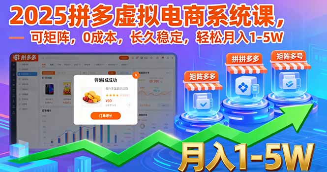 2025拼多多虛擬電商系統(tǒng)課，可矩陣，0成本，長(zhǎng)久穩(wěn)定，輕松月入1-5W - 嚴(yán)選資源大全