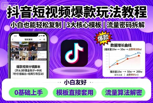 抖音短視頻爆款玩法教程，小白也能輕松復制 - 嚴選資源大全