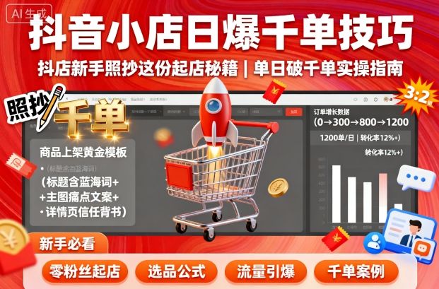 抖音小店日爆千單技巧，抖店新手照抄這份起店秘籍，單日破千單 - 嚴(yán)選資源大全