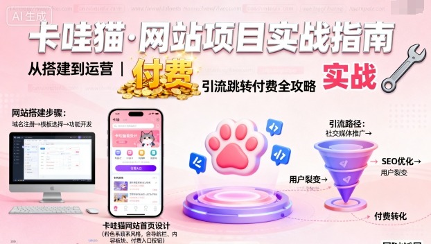 卡哇貓·網(wǎng)站項(xiàng)目，網(wǎng)站搭建與運(yùn)營(yíng)以及引流跳轉(zhuǎn)付費(fèi) - 嚴(yán)選資源大全