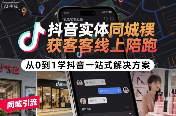 抖音實體同城獲客線上陪跑,從0到1學抖音一站式解決方案 - 嚴選資源大全
