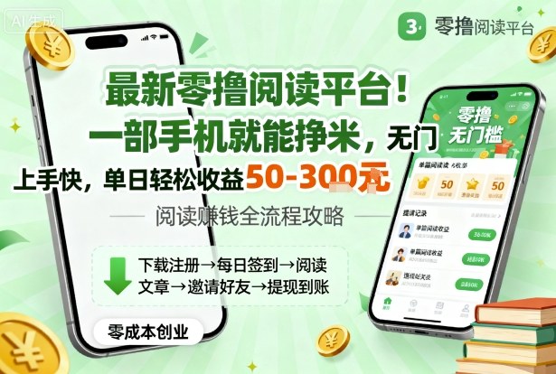 最新零擼閱讀平臺！一部手機就能掙米，無門檻上手快，單日輕松收益50-3張【揭秘】 - 嚴選資源大全