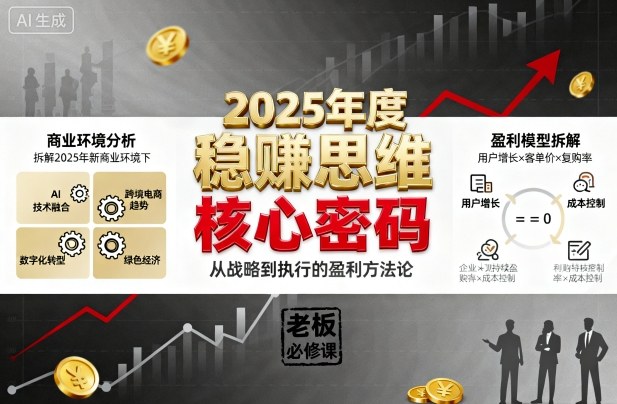 2025年度穩(wěn)賺思維老板創(chuàng)業(yè)營,拆解2025年新商業(yè)環(huán)境下,企業(yè)實現(xiàn)持續(xù)盈利的核心密碼 - 嚴選資源大全