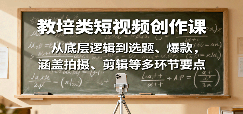教培類短視頻創作課：從底層邏輯到選題、爆款，涵蓋拍攝、剪輯等多環節要點 - 嚴選資源大全