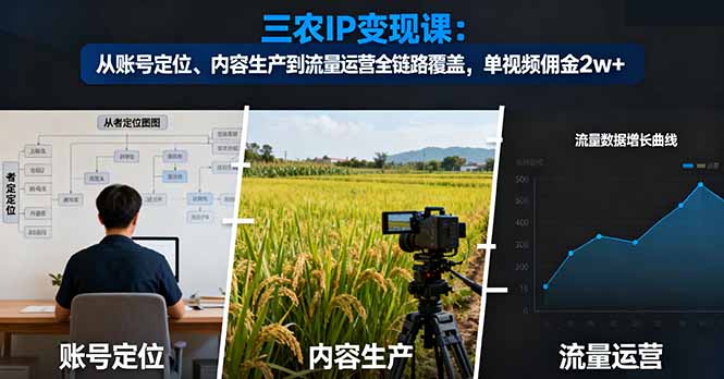 三農IP變現課：從賬號定位、內容生產到流量運營全鏈路覆蓋，單視頻傭金2w+ - 嚴選資源大全