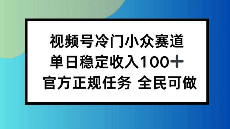 視頻號小眾賽道，單日穩定收入100+，適合所有人 - 嚴選資源大全 - 嚴選資源大全