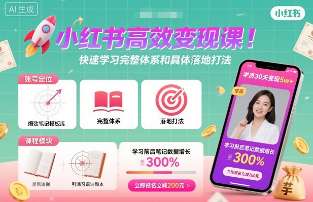 小紅書高效變現課,快速學習小紅書完整體系和具體落地打法 - 嚴選資源大全