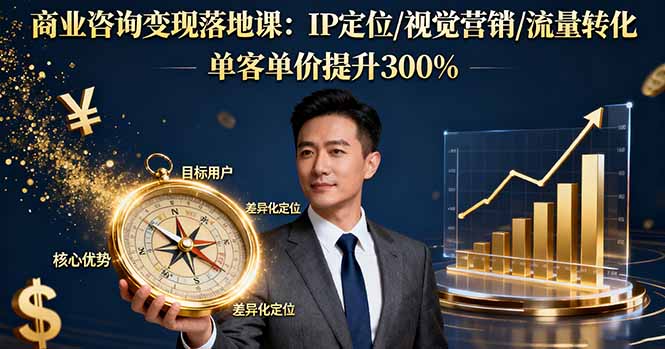 商業咨詢變現落地課：IP定位/視覺營銷/流量轉化，單客單價提升300% - 嚴選資源大全