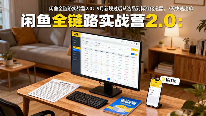 閑魚全鏈路實(shí)戰(zhàn)營2.0：9月新規(guī)過后從選品到標(biāo)準(zhǔn)化運(yùn)營，7天快速出單 - 嚴(yán)選資源大全