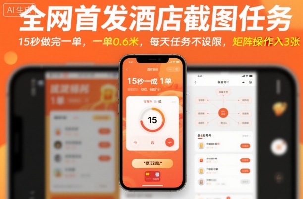 全網首發酒店截圖任務，15秒做完一單，一單0.6米，每天任務不設限，矩陣操作日入3張【揭秘】 - 嚴選資源大全