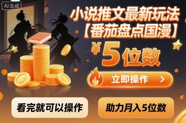 小說推文最新玩法，助力月入5位數【番茄盤點國漫】玩法，看完就可以操作 - 嚴選資源大全