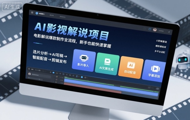 AI影視解說項目,電影解說爆款制作全流程,新手也能快速掌握 - 嚴選資源大全