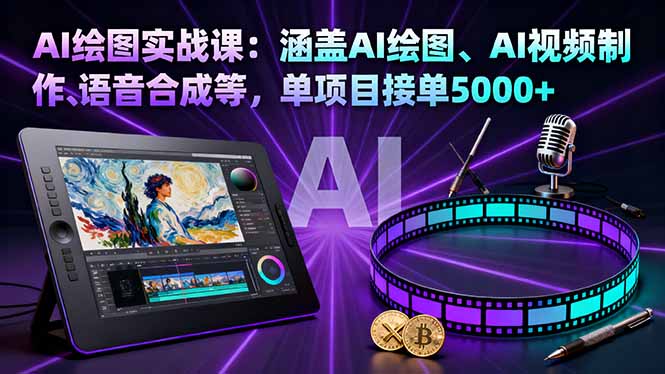 AI繪圖實戰課：涵蓋AI繪圖、AI視頻制作、語音合成等，單項目接單5000+ - 嚴選資源大全