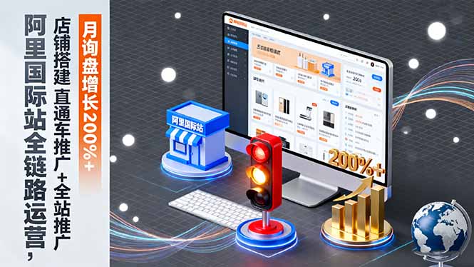 阿里國際站全鏈路運營,店鋪搭建+直通車推廣+全站推廣,月詢盤增長200%+ - 嚴選資源大全
