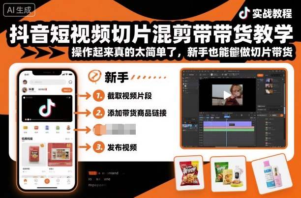 抖音短視頻切片混剪帶貨教學，操作起來真的太簡單了，新手也能做切片帶貨 - 嚴選資源大全