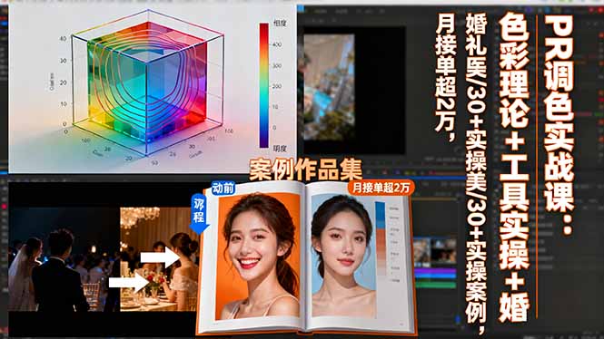 PR調(diào)色實戰(zhàn)課：色彩理論+工具實操+婚禮醫(yī)美/30+實操案例，月接單超2萬 - 嚴選資源大全