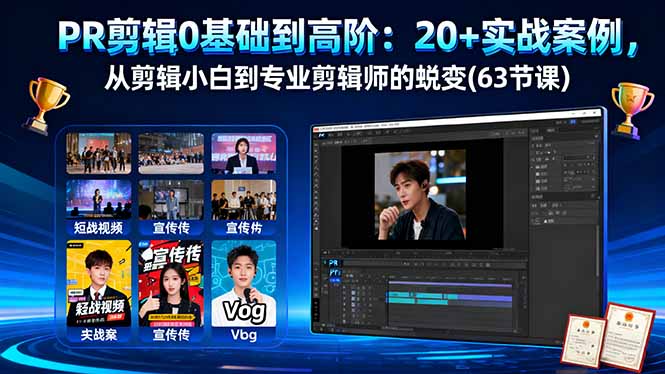 PR剪輯0基礎到高階：20+實戰案例，從剪輯小白到專業剪輯師的蛻變(63節課 - 嚴選資源大全