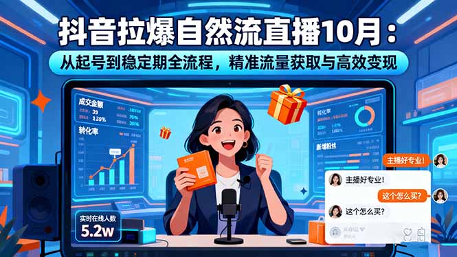 抖音拉爆自然流直播10月：從起號到穩定期全流程，精準流量獲取與高效變現 - 嚴選資源大全