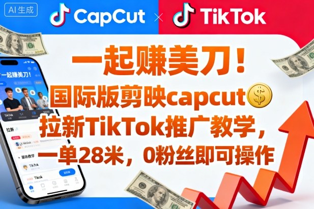 一起賺美刀！國際版剪映capcut拉新TikTok推廣教學，一單28米，0粉絲即可操作(附推廣入口和教學) - 嚴選資源大全