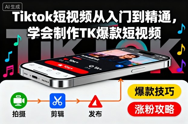 Tiktok短視頻從入門到精通，學會制作TK爆款短視頻 - 嚴選資源大全