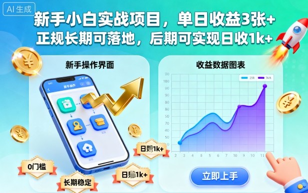 新手小白實戰項目，單日收益3張+，正規長期可落地，后期可實現日收1k+【揭秘】 - 嚴選資源大全