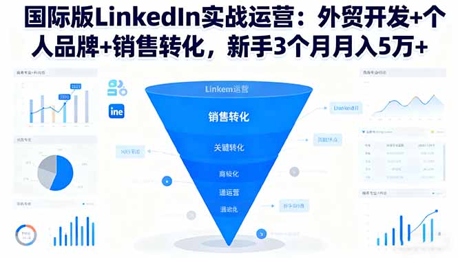 國際版LinkedIn實戰(zhàn)運營:外貿(mào)開發(fā)+個人品牌+銷售轉(zhuǎn)化,新手3個月月入5萬+ - 嚴選資源大全