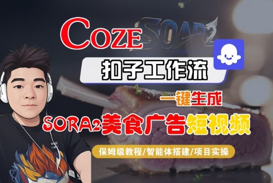Coze扣子智能體工作流一鍵生成“SORA2美食廣告“短視頻，全流程保姆級教學 - 嚴選資源大全