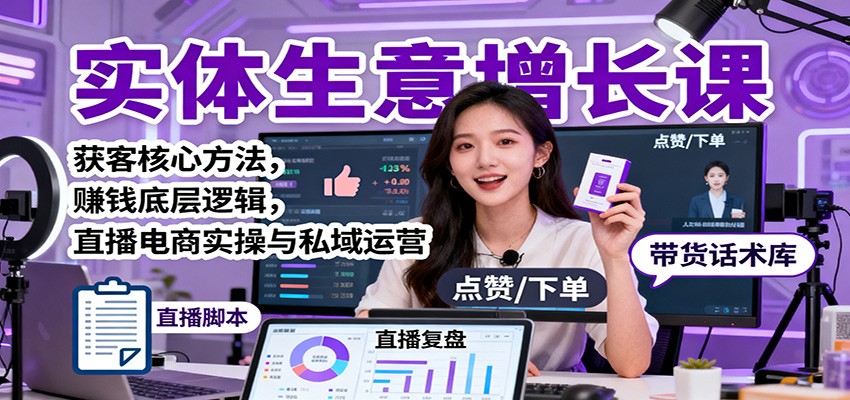 實體生意增長課：獲客核心方法，賺錢底層邏輯，直播電商實操與私域運營 - 嚴選資源大全