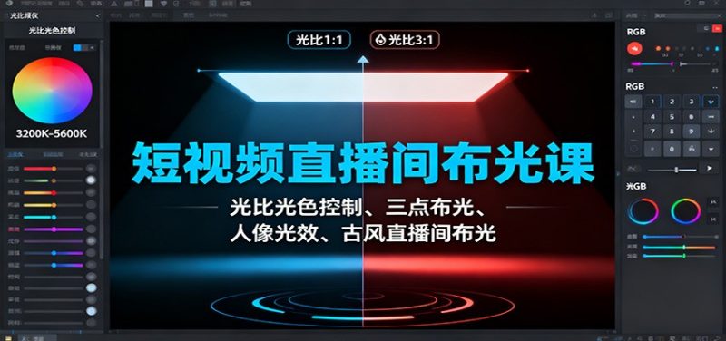 短視頻直播間布光課:光比光色控制、三點布光、人像光效、古風直播間布光 - 嚴選資源大全 - 嚴選資源大全