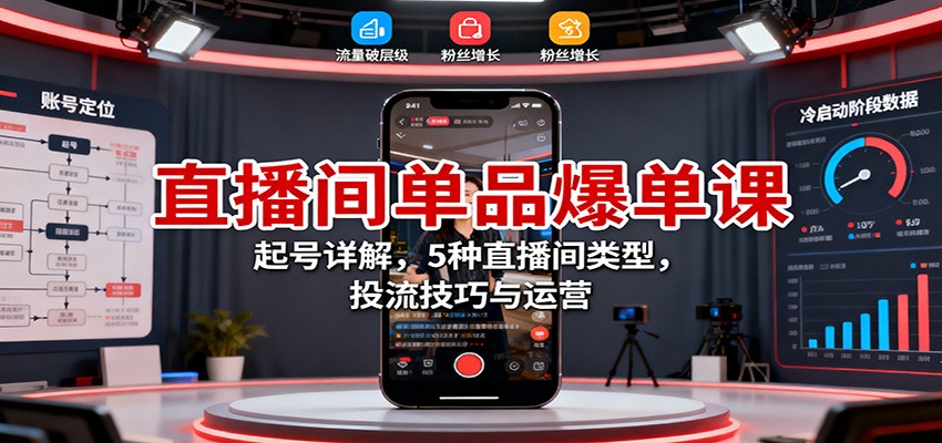 直播間單品爆單課：起號(hào)詳解，5種直播間類型，投流技巧與運(yùn)營(yíng) - 嚴(yán)選資源大全